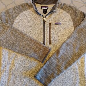 Patagonia Men's Gray and Brown Zip-Up Sweater